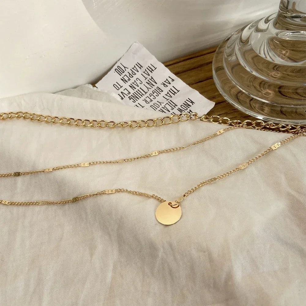Vintage Fashion Necklace - Layered Golden Chain for Women and Girls