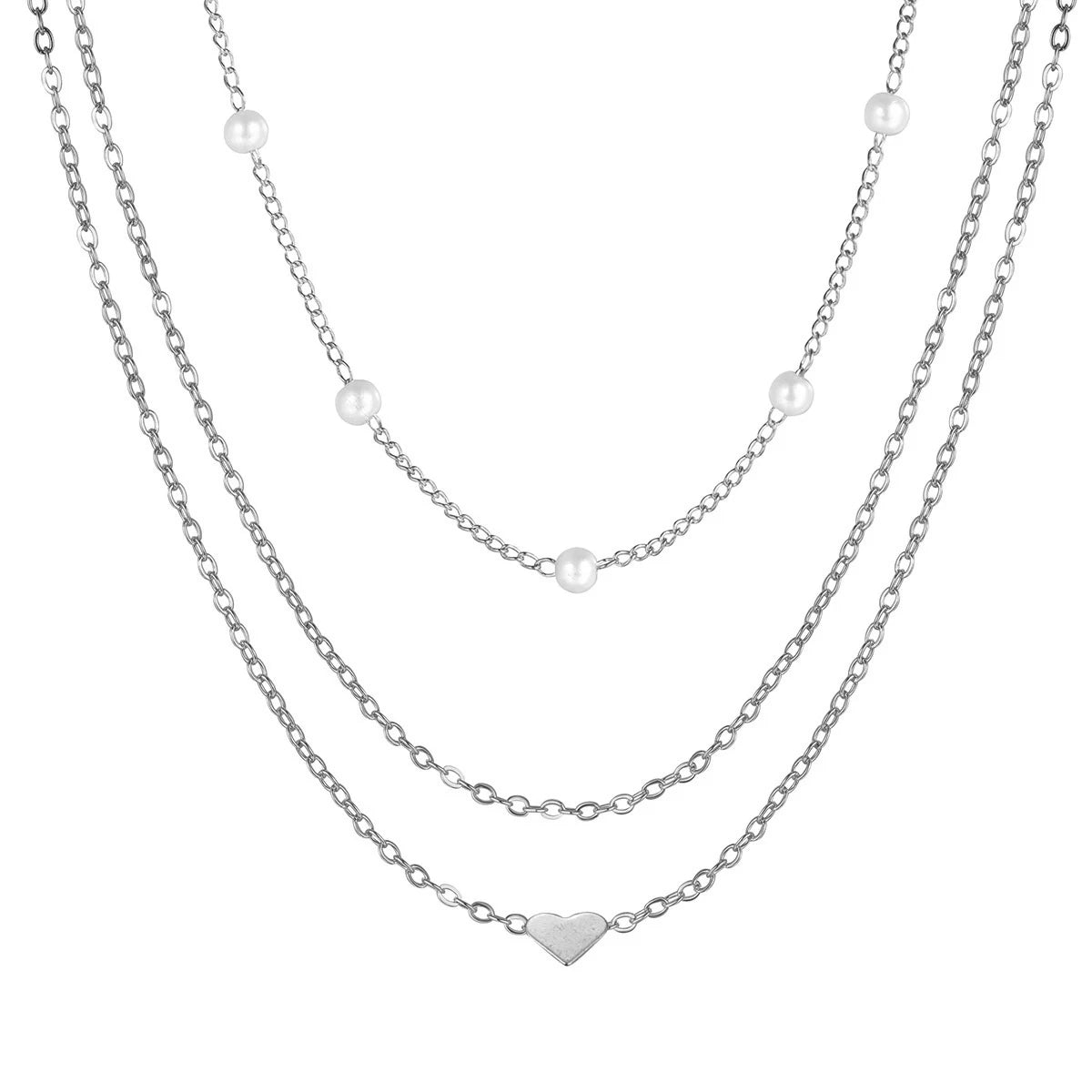 Simple pearl necklace with double layer and pendant - High quality and luxury