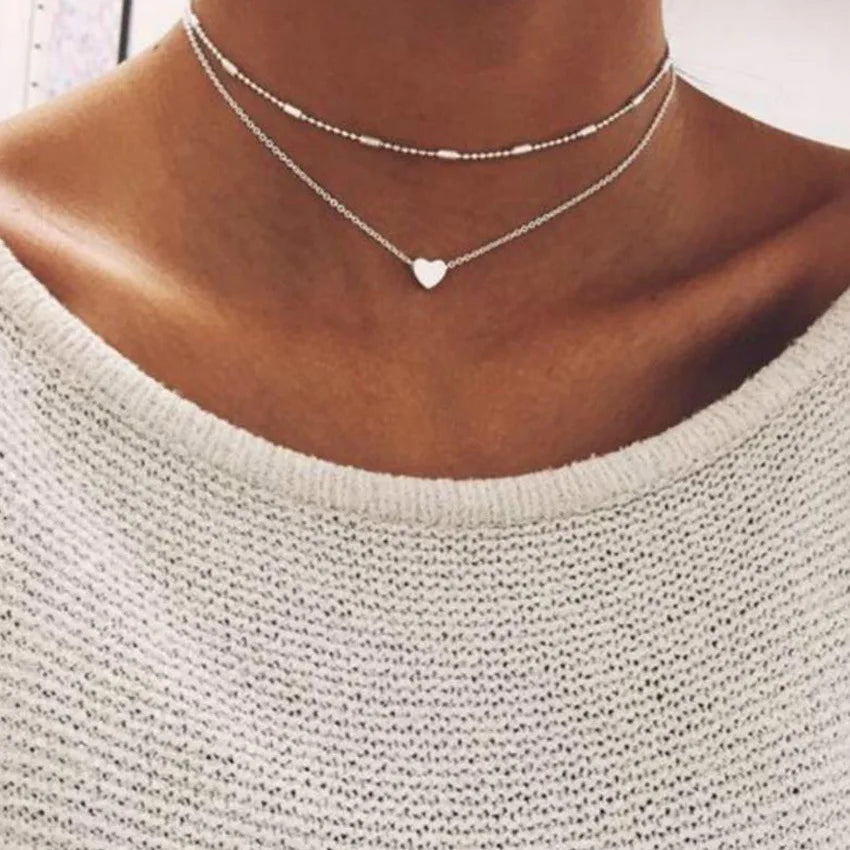 Simple pearl necklace with double layer and pendant - High quality and luxury