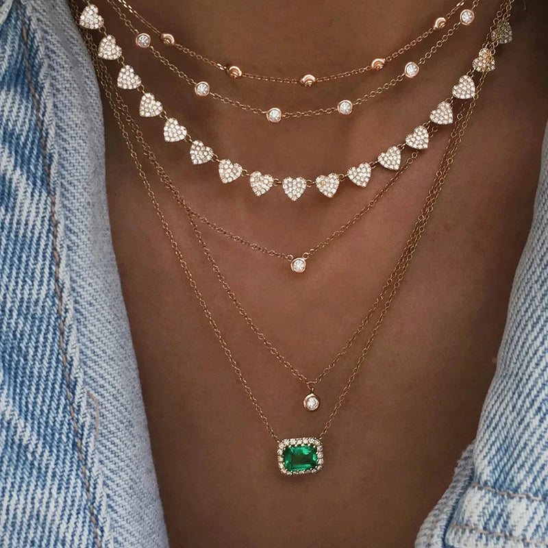 Gold Layered Crystal Necklace - high quality