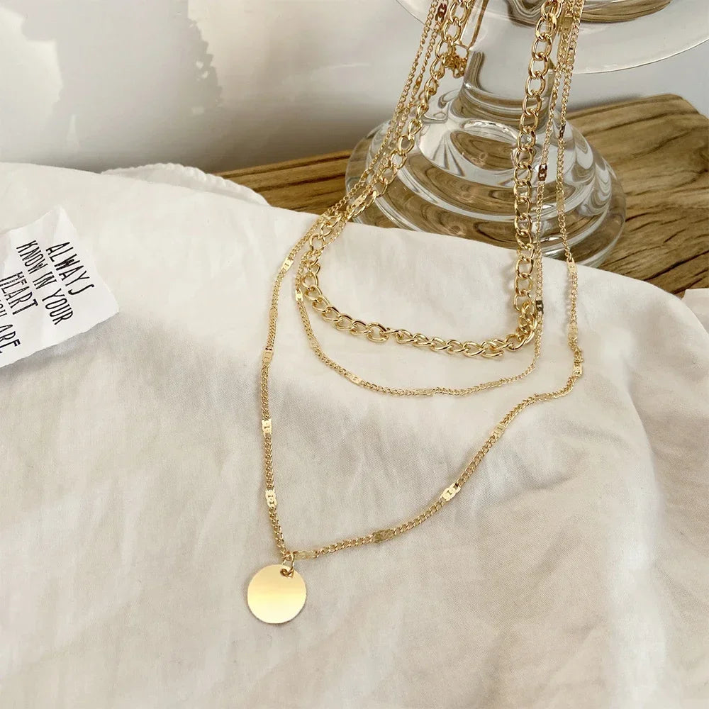 Vintage Fashion Necklace - Layered Golden Chain for Women and Girls