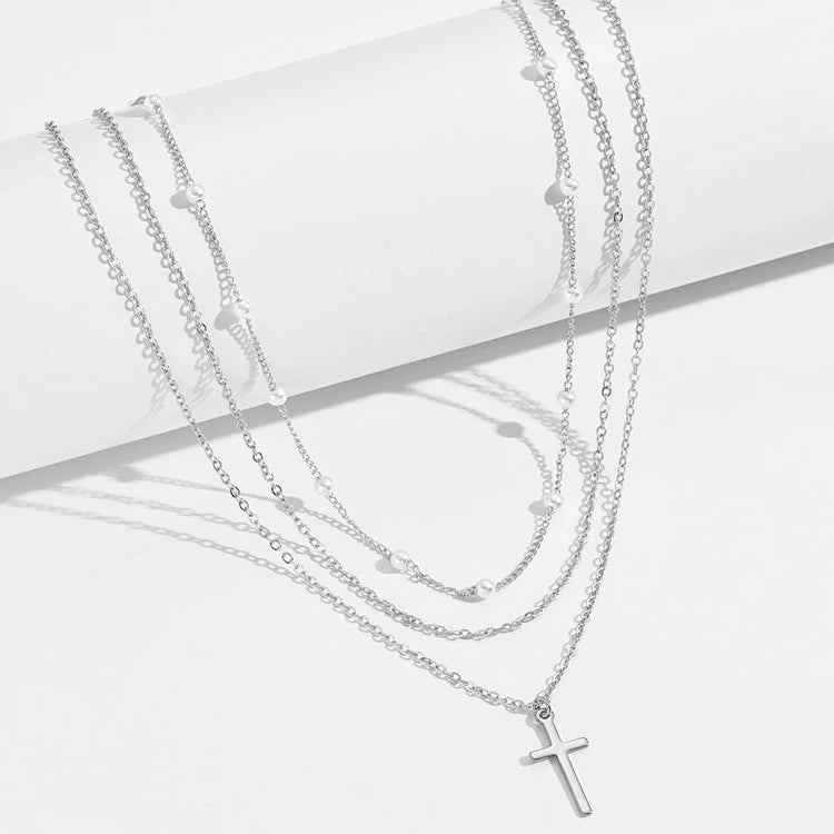 Simple pearl necklace with double layer and pendant - High quality and luxury