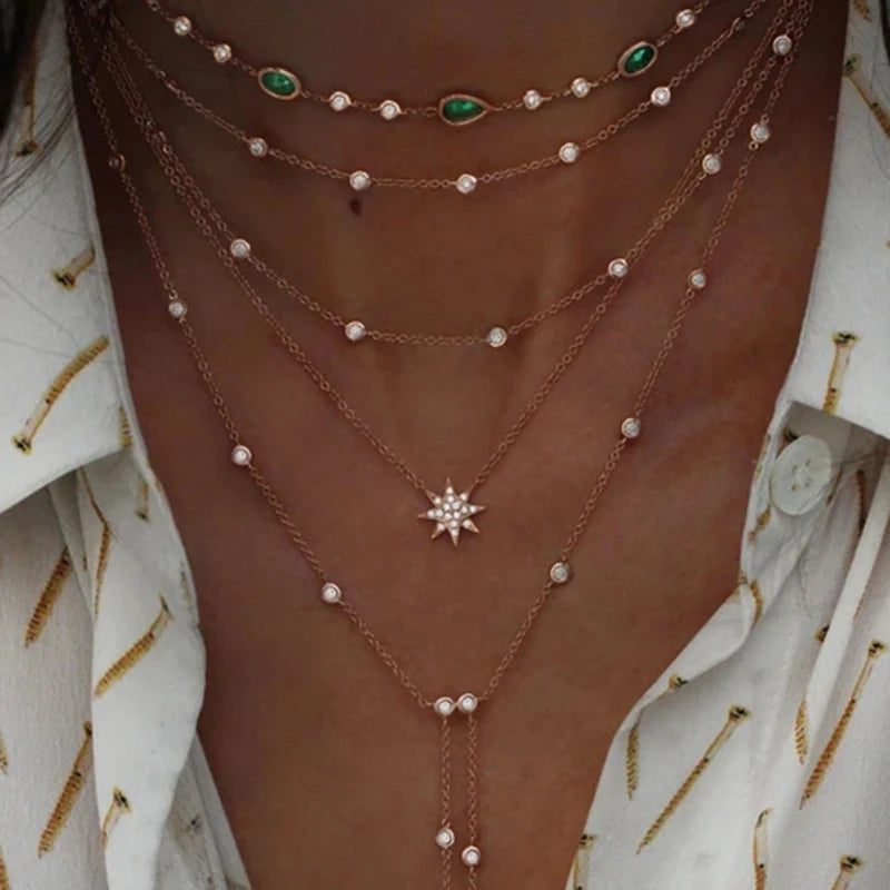 Gold Layered Crystal Necklace - high quality