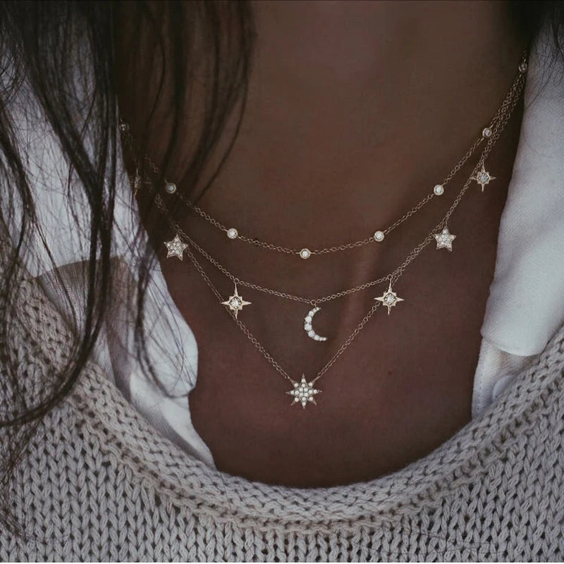 Gold Layered Crystal Necklace - high quality