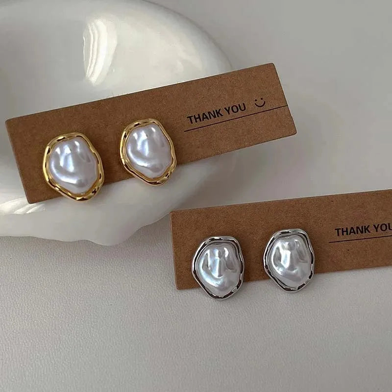 Trendy Geometric Pearl Drop Earrings – Chic Jewelry for Women