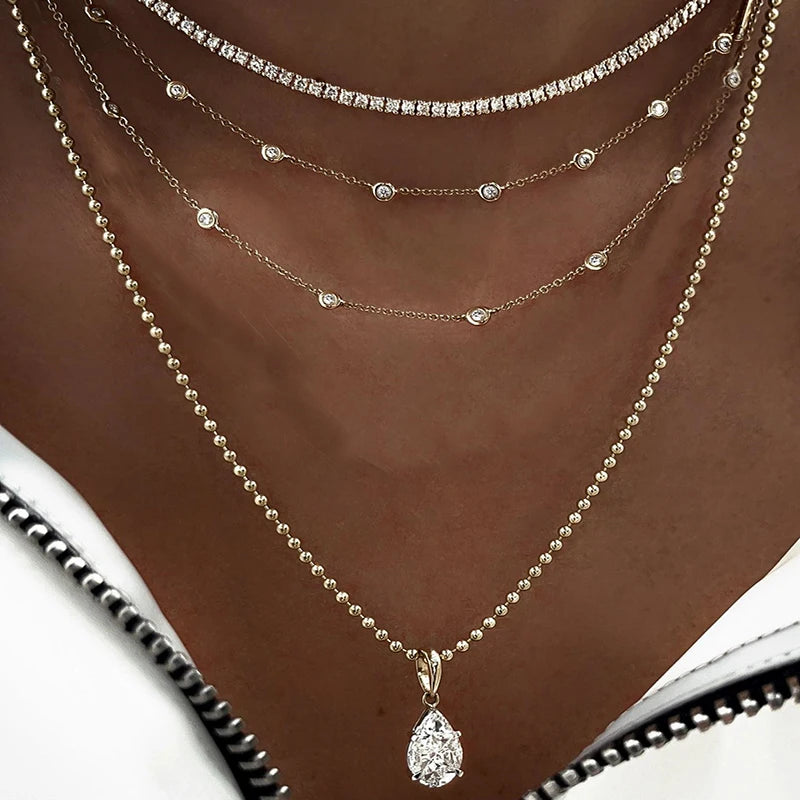 Gold Layered Crystal Necklace - high quality