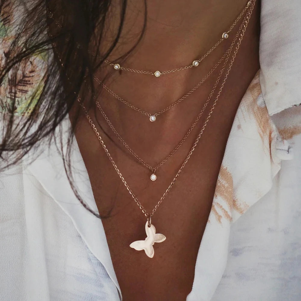 Gold Layered Crystal Necklace - high quality