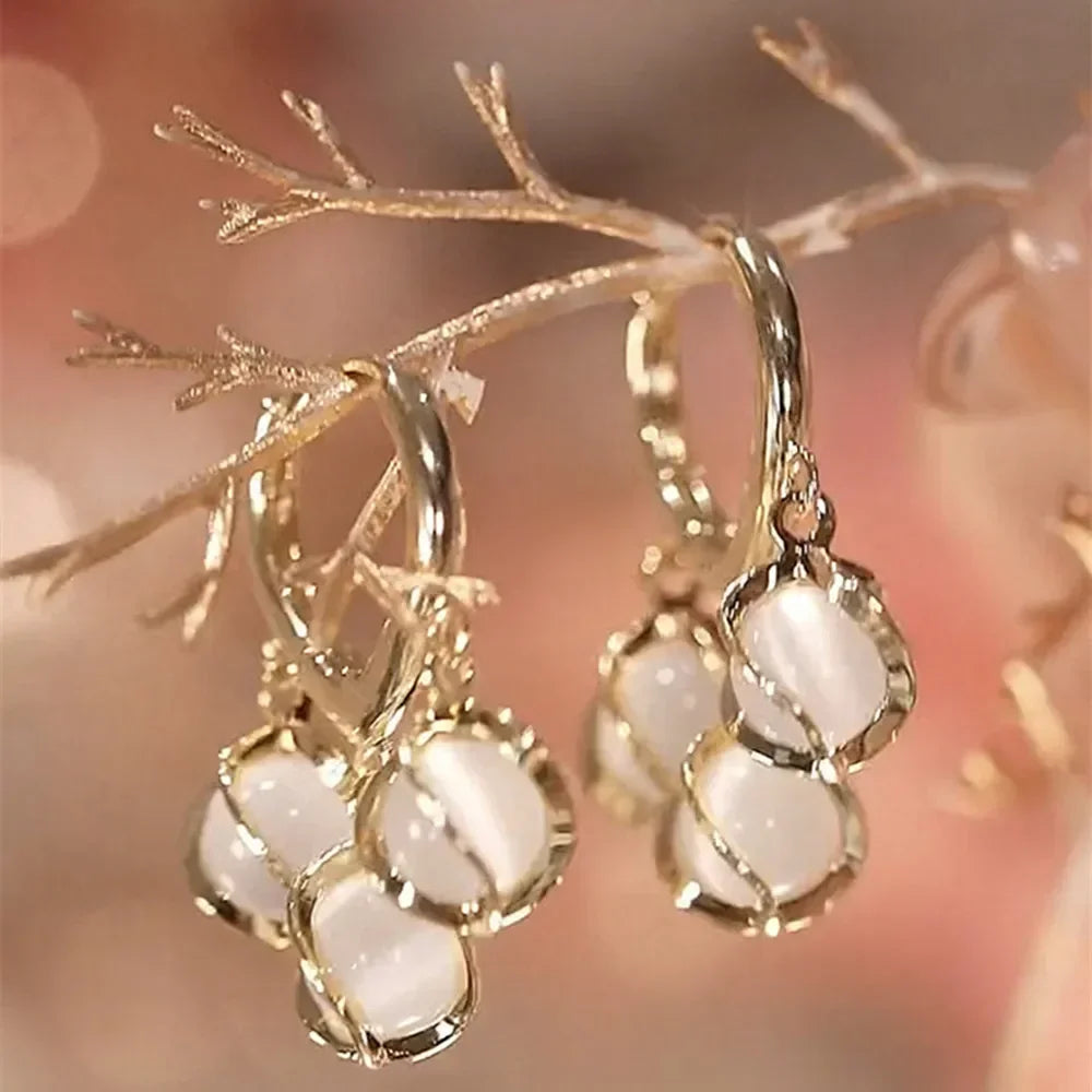 Long Flower Pearl Earrings with Rhinestones – Elegant Jewelry, with a celestial style
