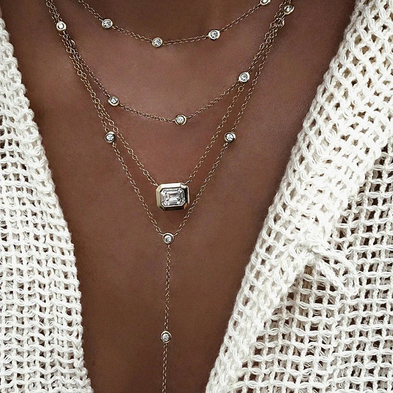 Gold Layered Crystal Necklace - high quality