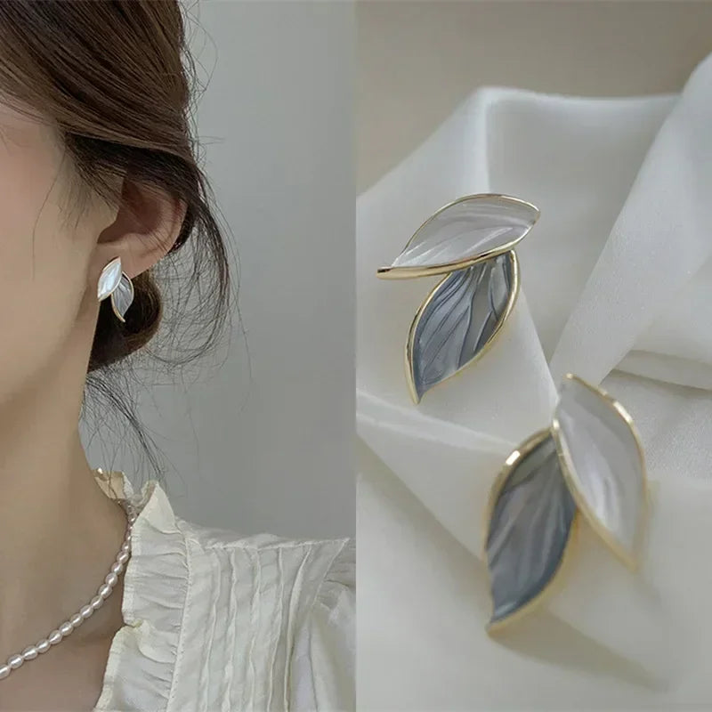 Silver Earrings LATS with Leaves - Perfect Gift for Women and Girls