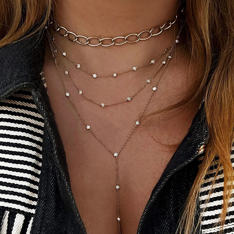 Gold Layered Crystal Necklace - high quality