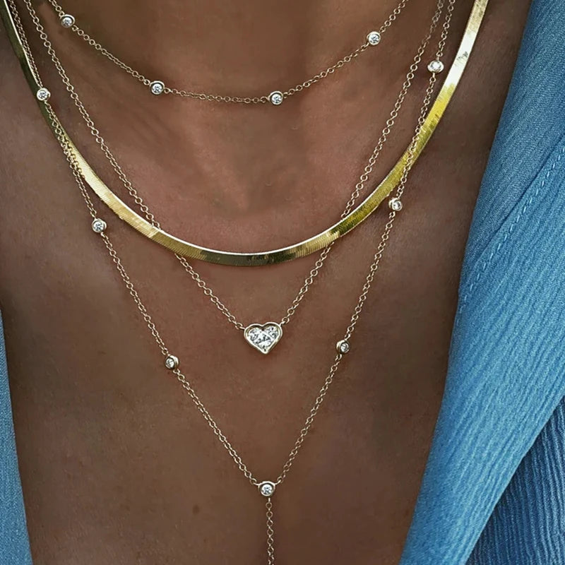 Gold Layered Crystal Necklace - high quality