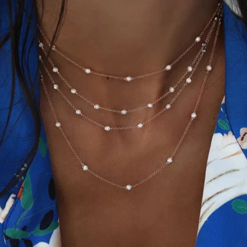 Gold Layered Crystal Necklace - high quality