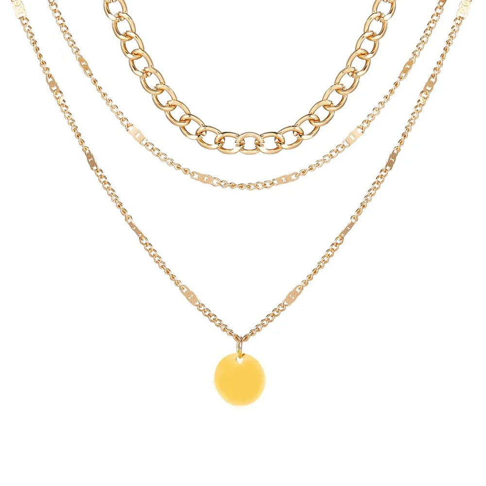 Vintage Fashion Necklace - Layered Golden Chain for Women and Girls