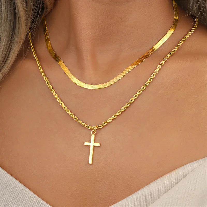 Gold Cross Necklace – Stylish Unisex Jewelry Gift