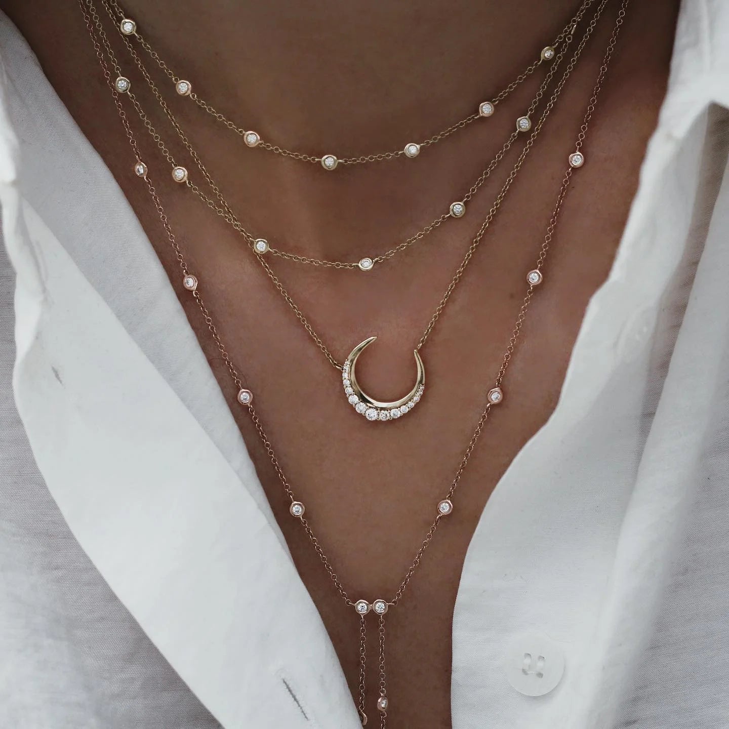 Gold Layered Crystal Necklace - high quality