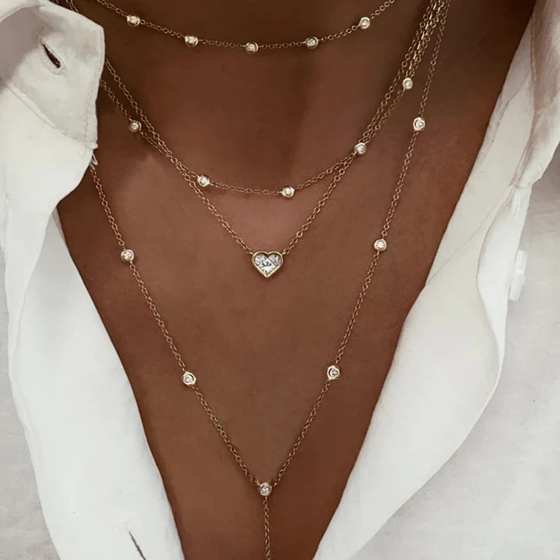 Gold Layered Crystal Necklace - high quality