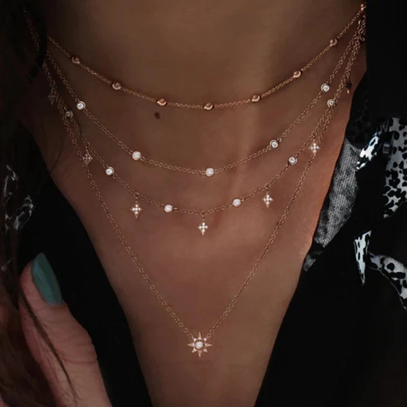 Gold Layered Crystal Necklace - high quality
