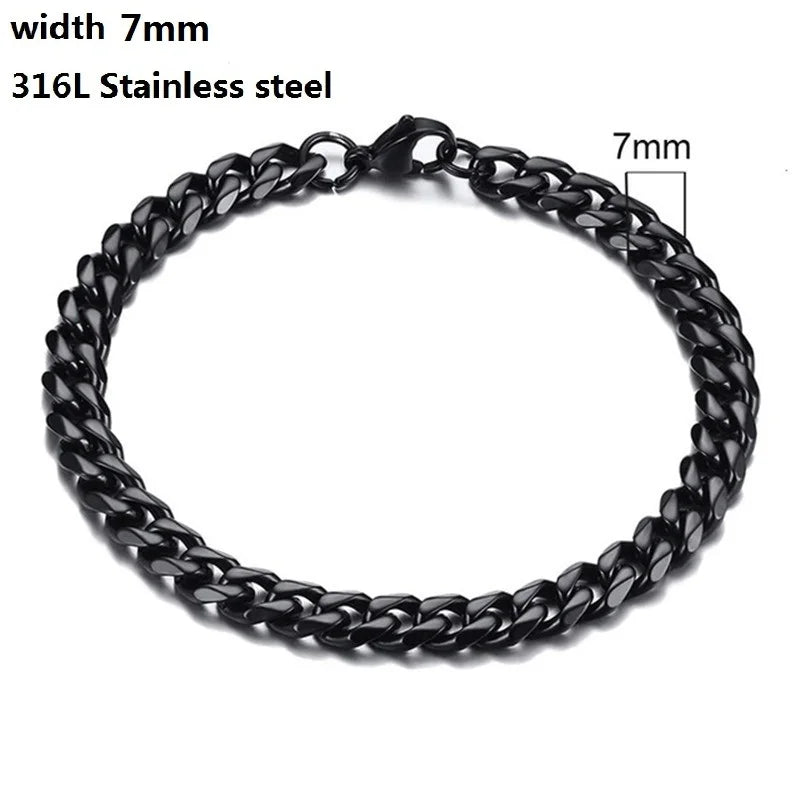 Unisex Cuban & Figaro Chain Bracelet – Stainless Steel Jewelry