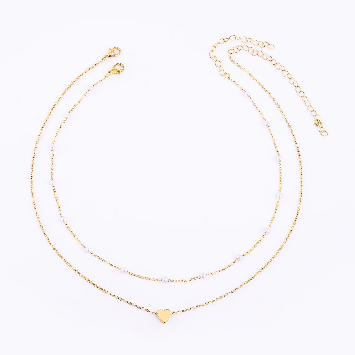 Simple pearl necklace with double layer and pendant - High quality and luxury