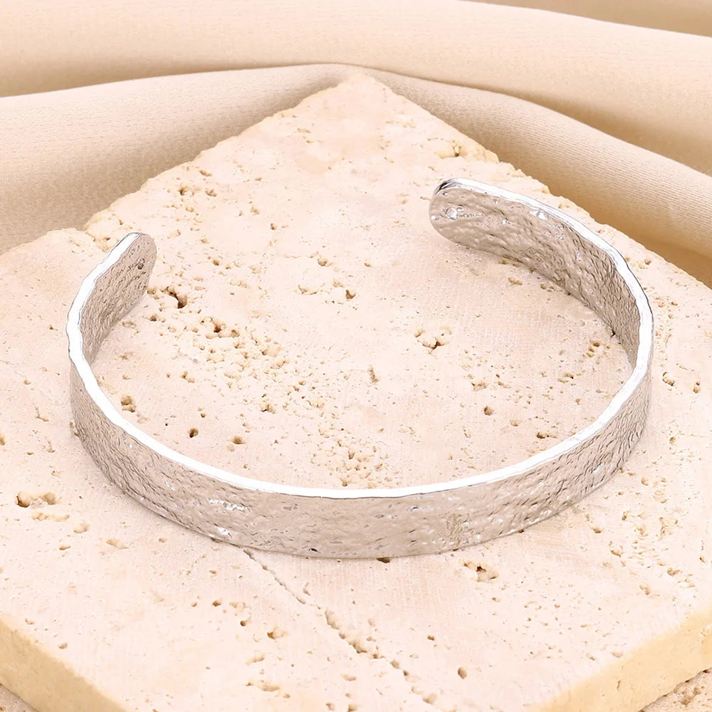Wide stainless steel bracelets for women, golden luxury, high quality