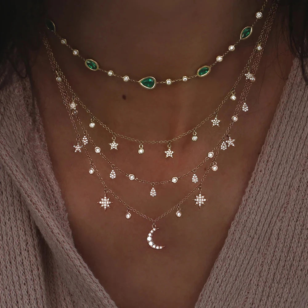 Gold Layered Crystal Necklace - high quality