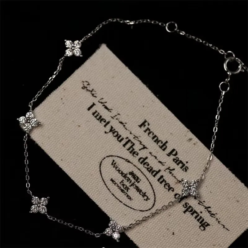 Crystal Flower Stainless Steel Bracelet and Necklace – Elegant Women’s Jewelry Gif