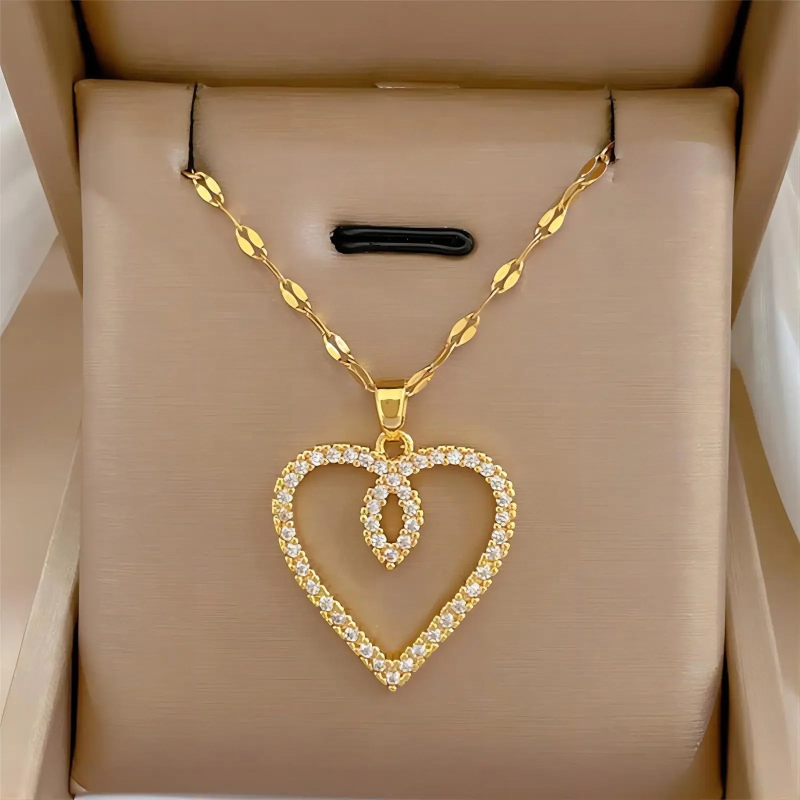 Trendy Heart Stainless Steel Zirconia Necklaces for Women and Girls - Quality of the famous