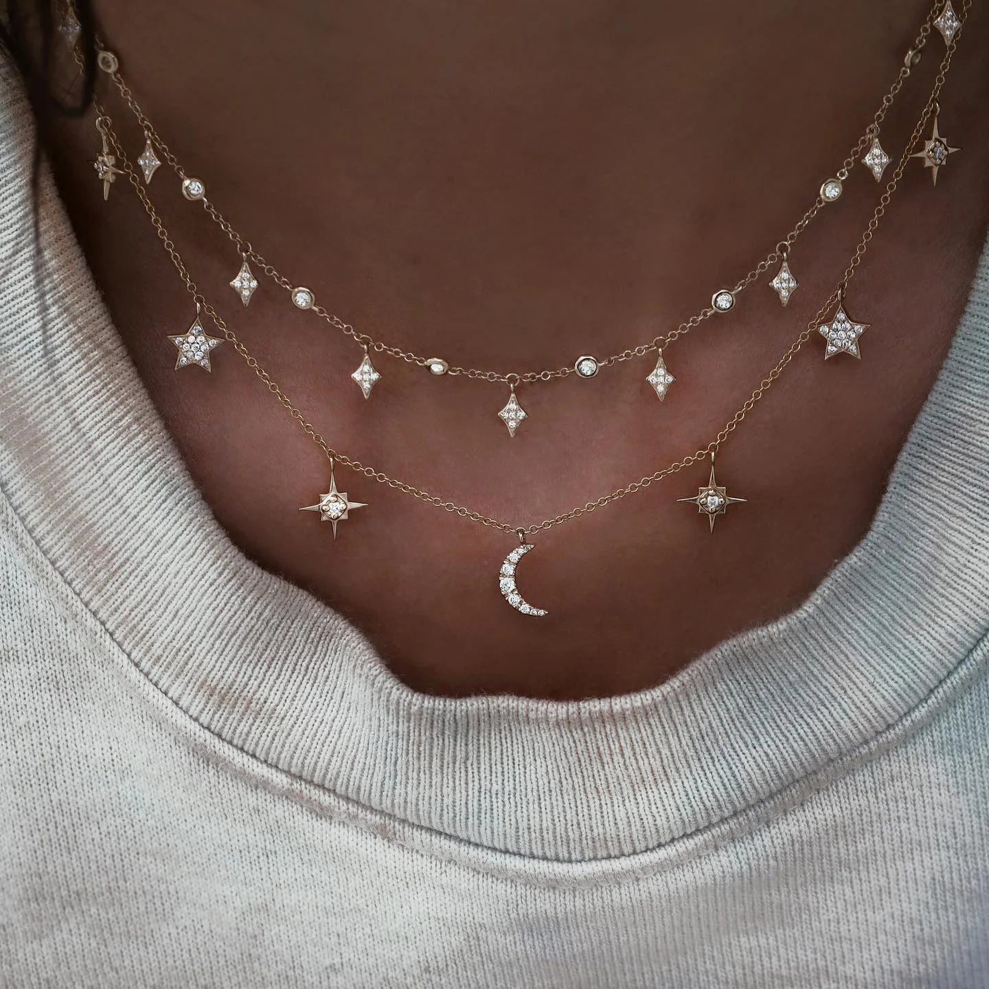 Gold Layered Crystal Necklace - high quality