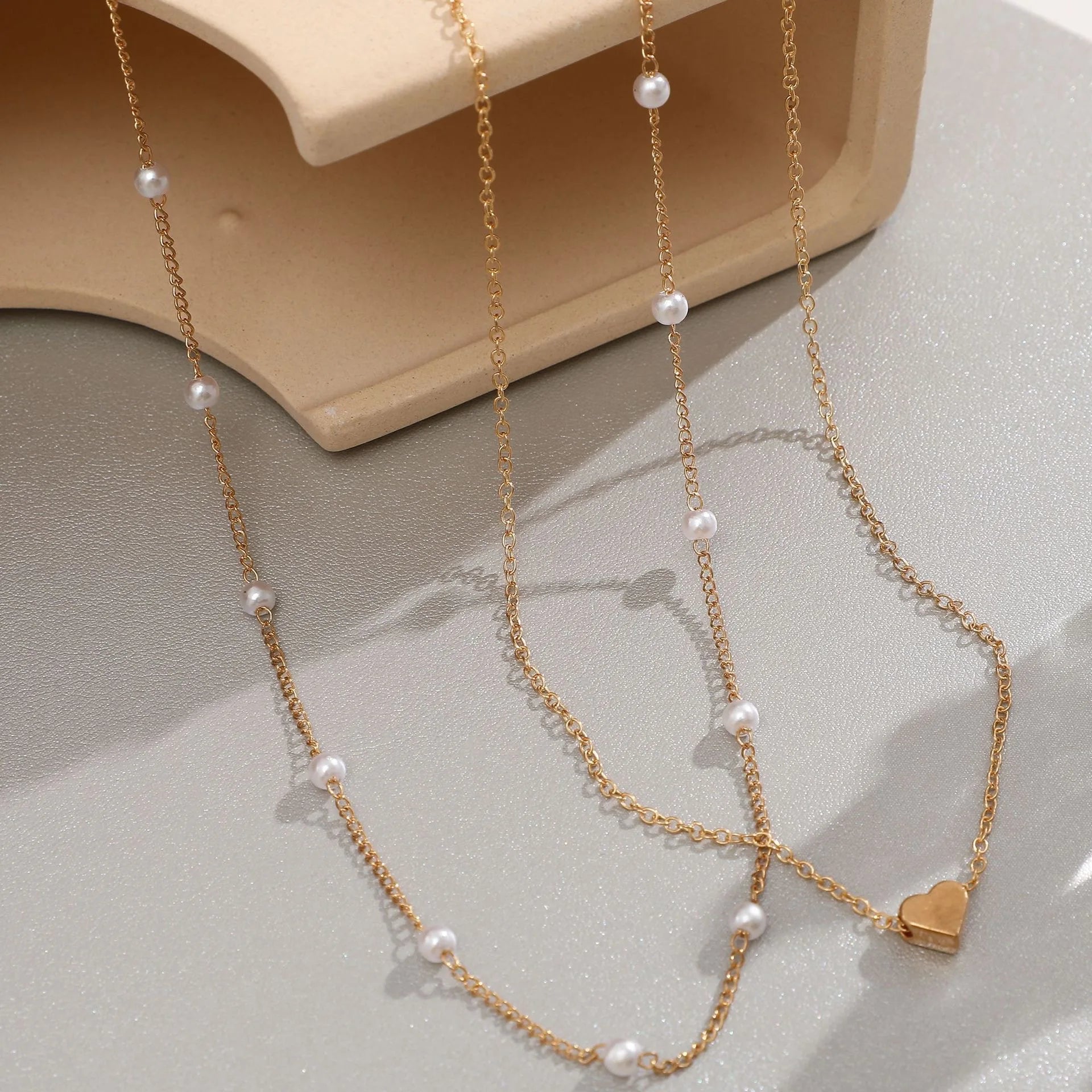 Simple pearl necklace with double layer and pendant - High quality and luxury