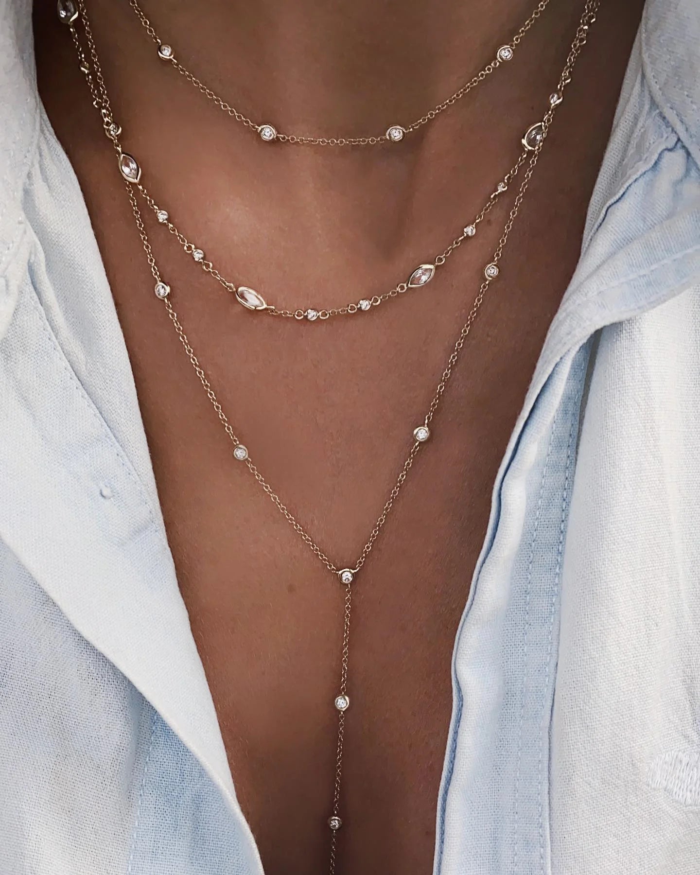 Gold Layered Crystal Necklace - high quality