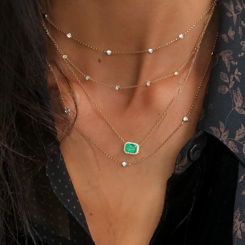 Gold Layered Crystal Necklace - high quality