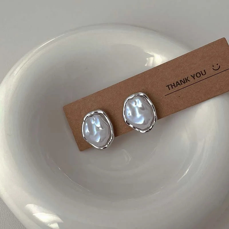 Trendy Geometric Pearl Drop Earrings – Chic Jewelry for Women