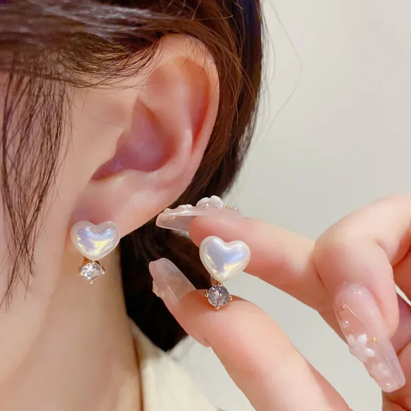 Long Flower Pearl Earrings with Rhinestones – Elegant Jewelry, with a celestial style