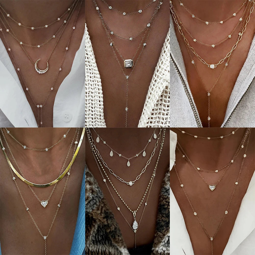 Gold Layered Crystal Necklace - high quality