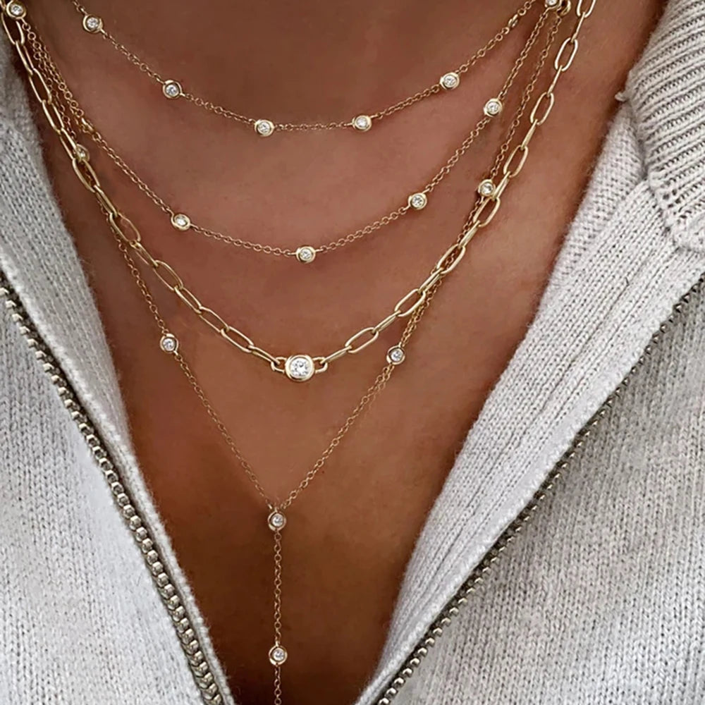 Gold Layered Crystal Necklace - high quality