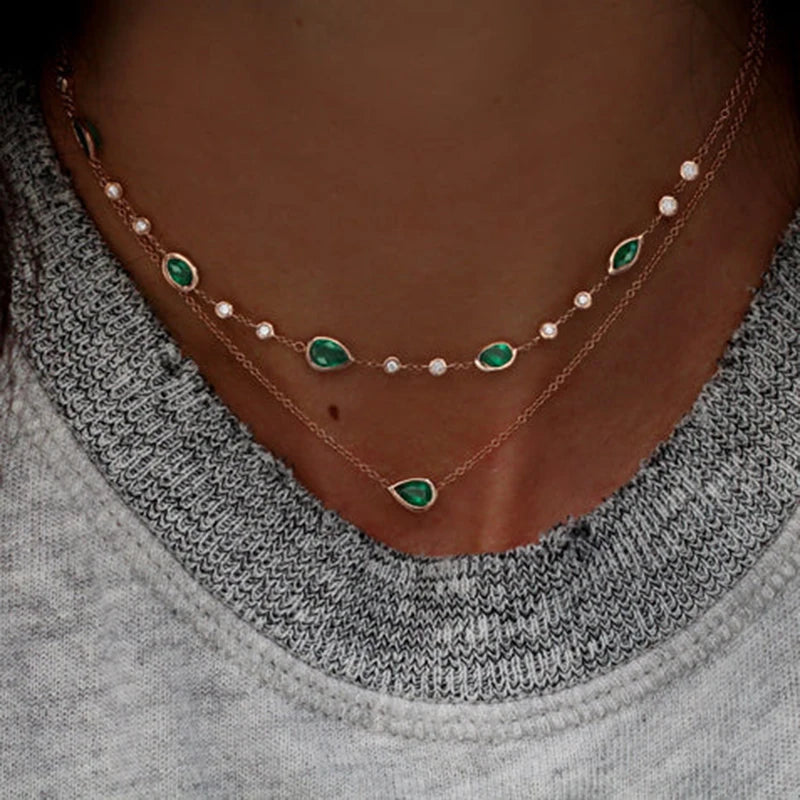 Gold Layered Crystal Necklace - high quality