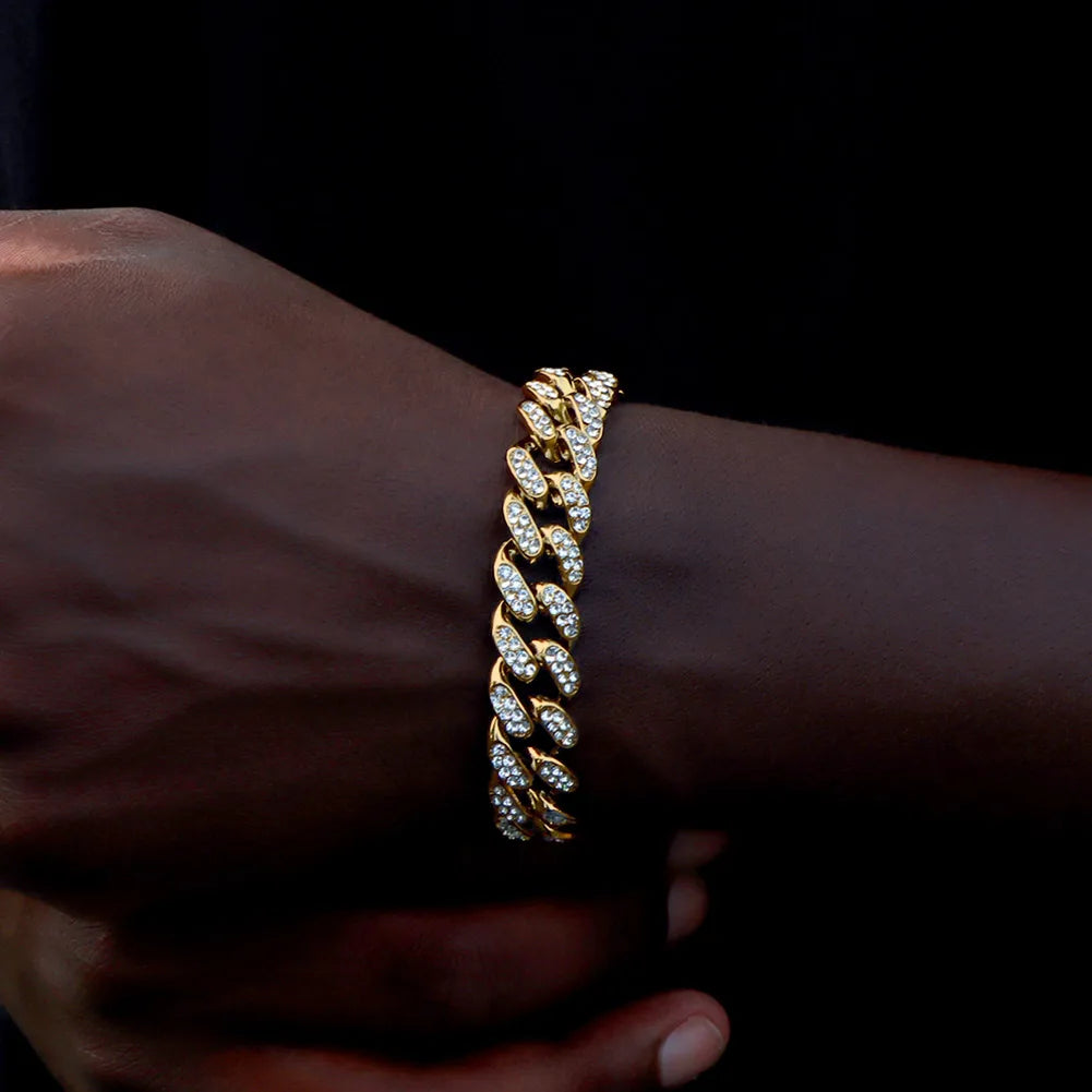 Miami Cuban Rhinestone Bracelet – Bold 14MM Jewelry