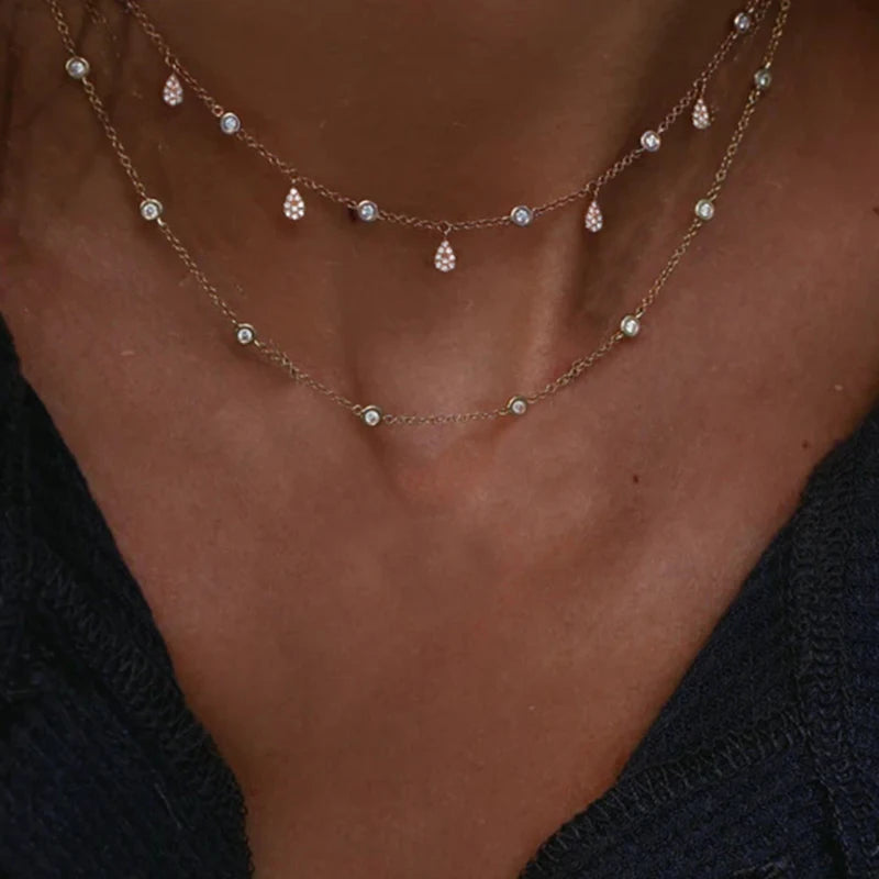 Gold Layered Crystal Necklace - high quality