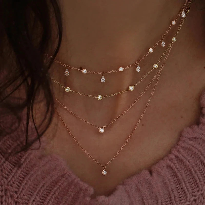Gold Layered Crystal Necklace - high quality