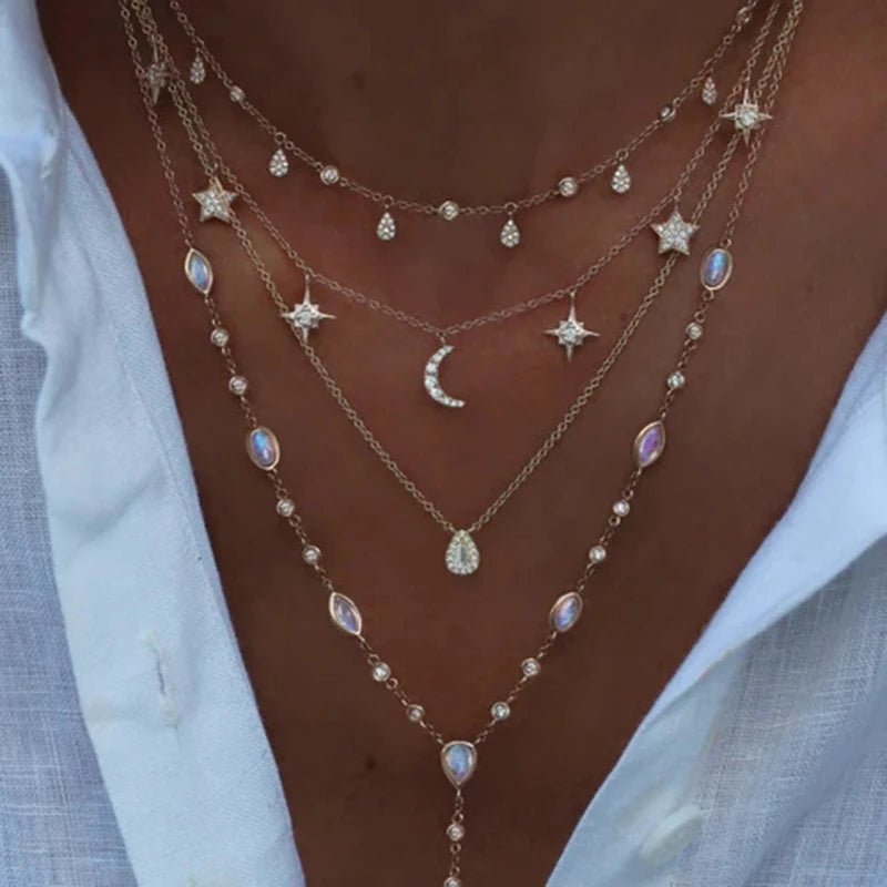 Gold Layered Crystal Necklace - high quality