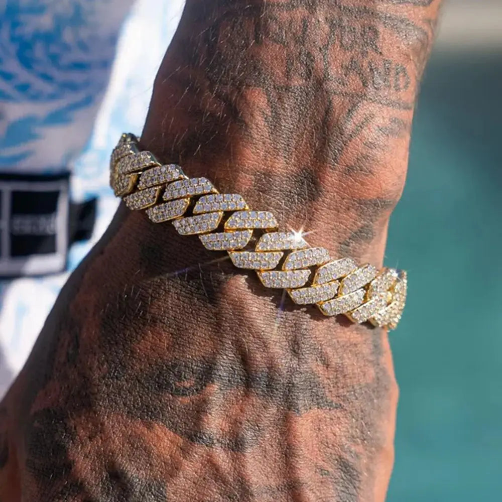 Miami Cuban Rhinestone Bracelet – Bold 14MM Jewelry