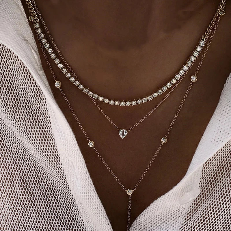 Gold Layered Crystal Necklace - high quality
