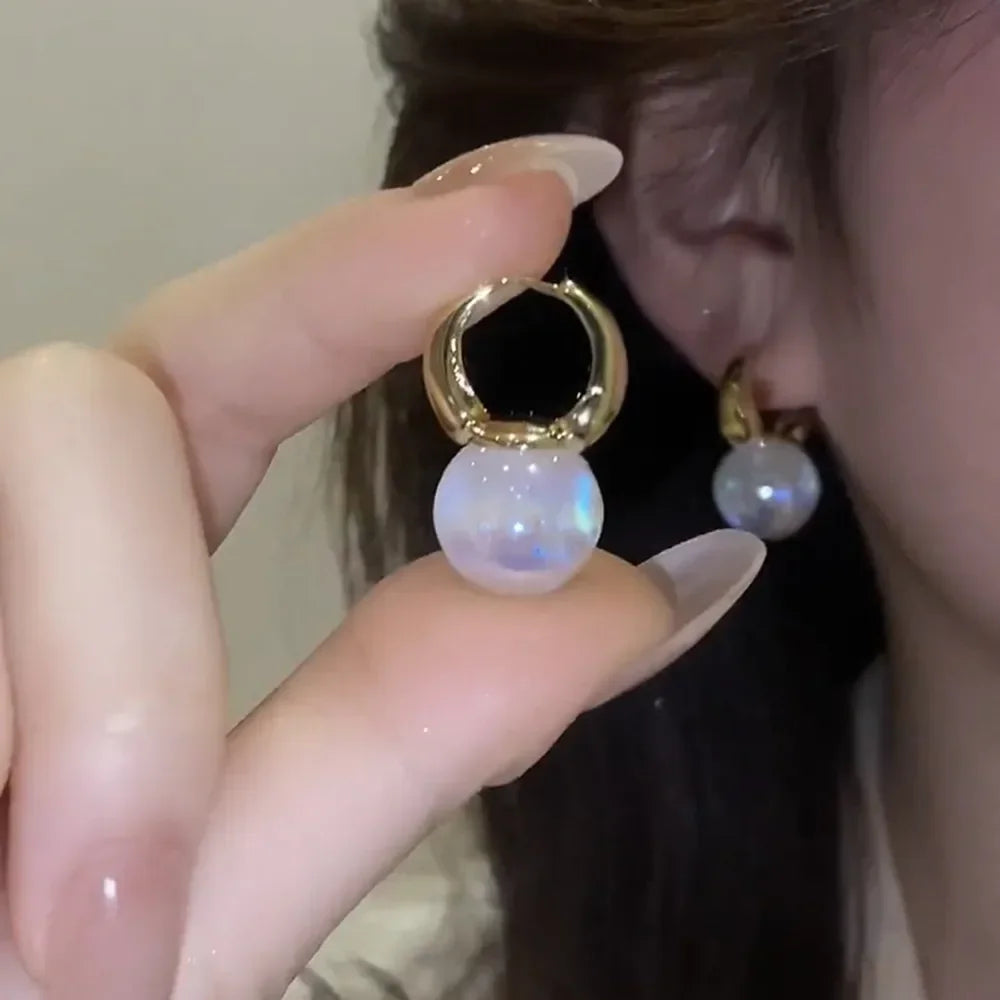 Long Flower Pearl Earrings with Rhinestones – Elegant Jewelry, with a celestial style