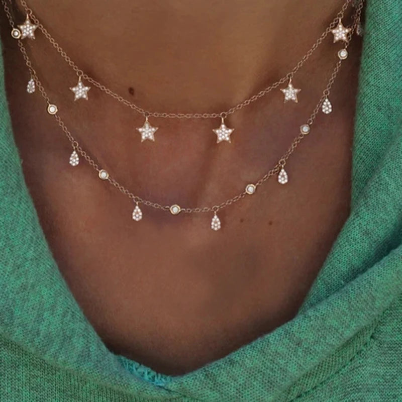 Gold Layered Crystal Necklace - high quality