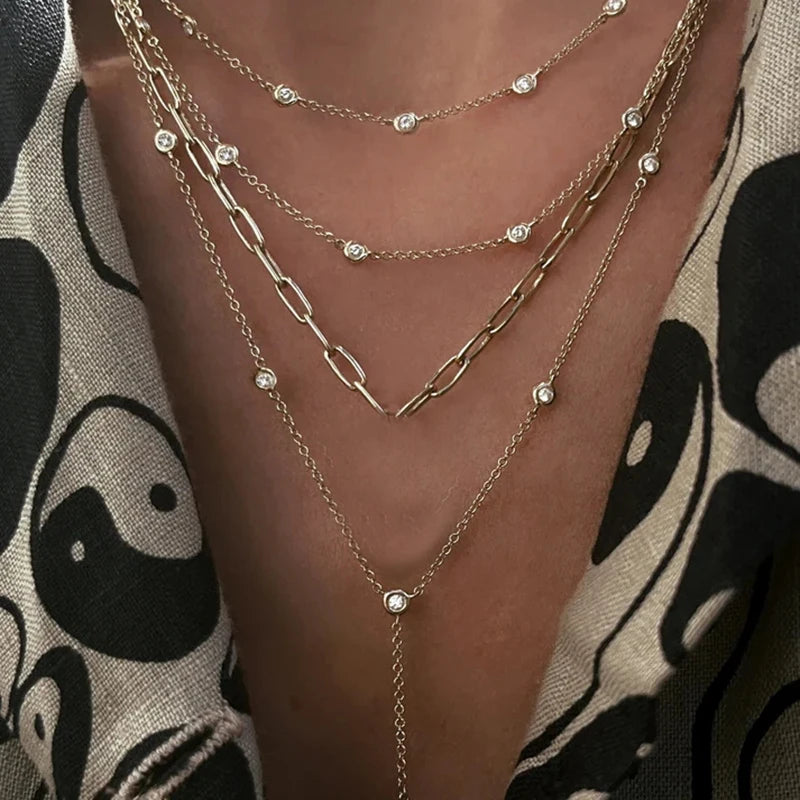 Gold Layered Crystal Necklace - high quality