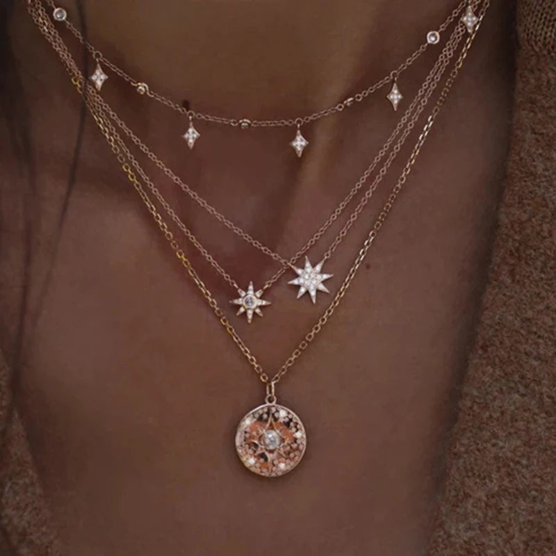 Gold Layered Crystal Necklace - high quality