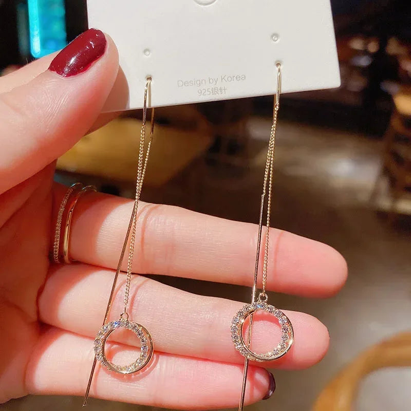Long Flower Pearl Earrings with Rhinestones – Elegant Jewelry, with a celestial style
