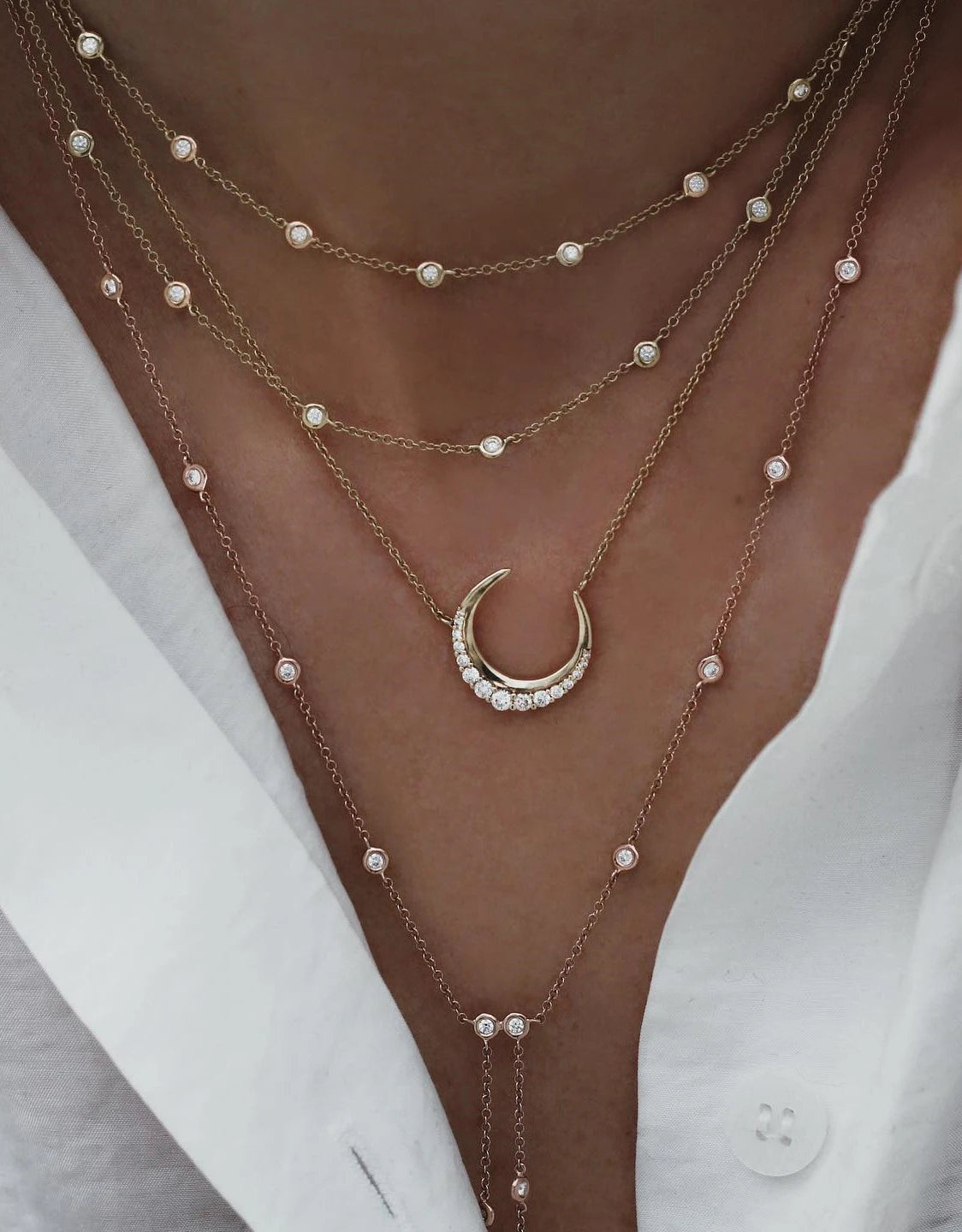 Gold Layered Crystal Necklace - high quality