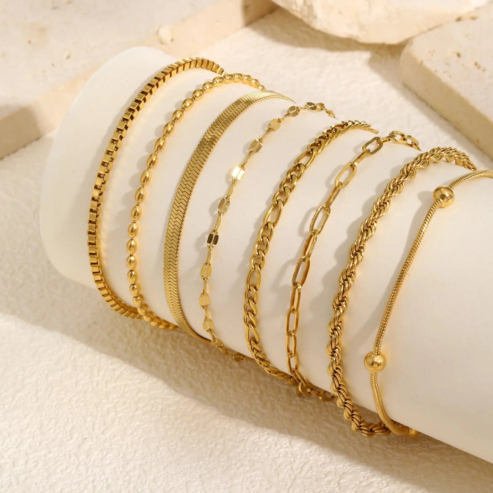 Luxury Gold Plated Herringbone Bracelet – Elegant Stackable Jewelry for Women